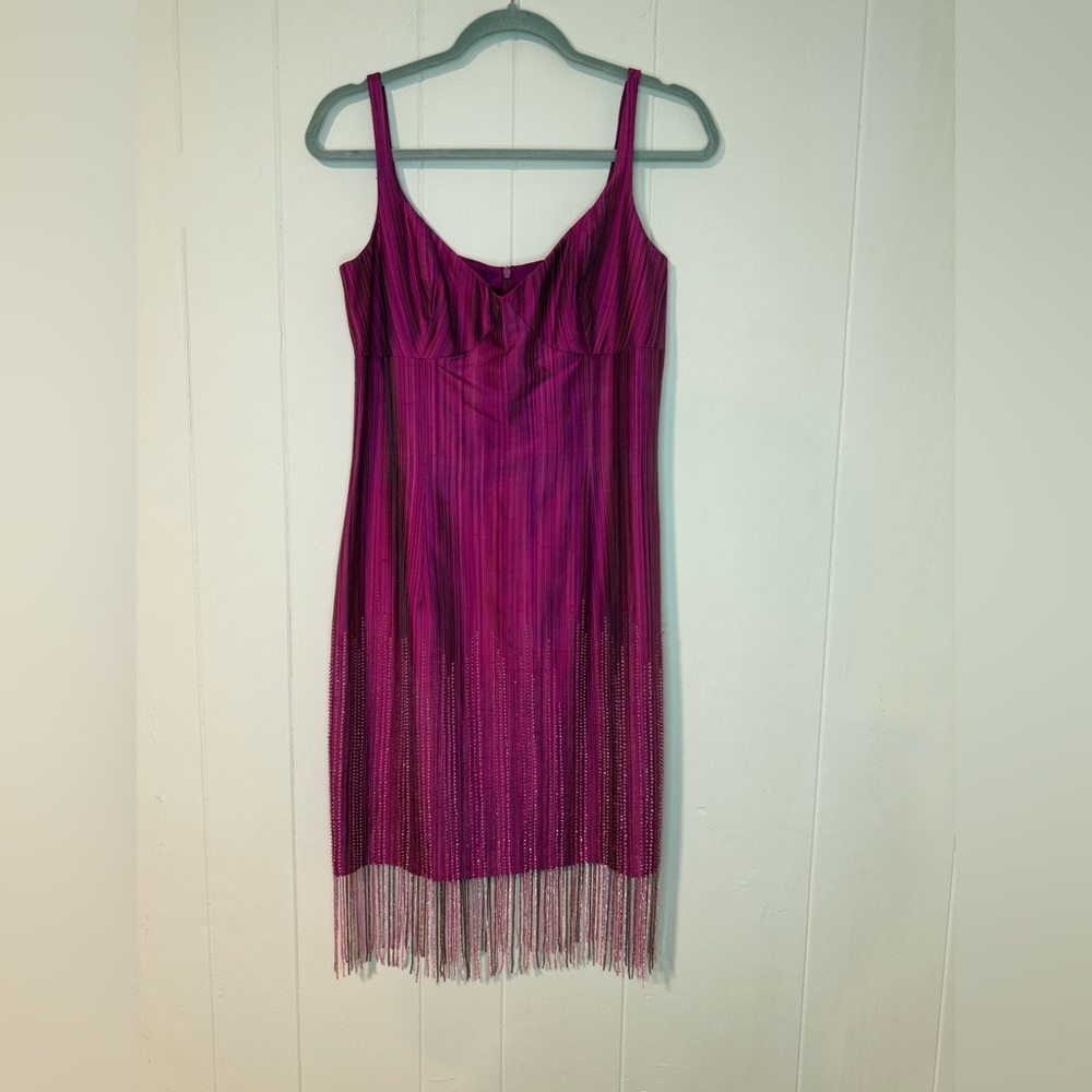 Muse Vintage Magenta Fringe beaded Dress size 6